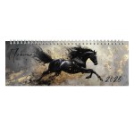 Планинг 2026г., 290х100мм, "ВОРОНОЙ КОНЬ",  64л, гребень, искусственная кожа, белый блок (Escalada)