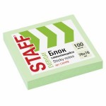 Бумага для заметок с клейким краем 76х 76мм, 100л/шт, зеленый (Staff)