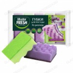 Губки для мытья посуды, "Strong effect", XL 95x65x35мм, 5шт/уп (Мастер Фреш)