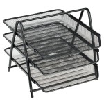 Лоток горизонтальный А4 3-х уровневый, сетчатая сталь, черный (Стамм)