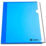 Папка-уголок А4, полупрозрачный пластик 0,15мм, синий С ЛОГО (Lamark)