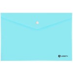 Папка-конверт на кнопке А4, пластик, голубой (Lamark)