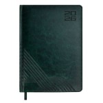 Ежедневник 2026г., 146х211мм, темно-зеленый, 176л, кожзам, белый блок, закругленные углы (Escalada)