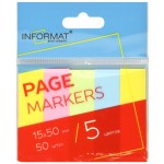 Закладки клейкие 15х50мм, 5 цвета по 50л, бумага (informat)