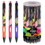 Ручка шариковая автоматическая, резиновый упор, конусный наконечник, 0,7мм, синий, дизайн (Феникс+)