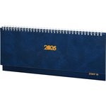 Планинг 2026г., 330х130мм, синий, гребень, кожзам, белый блок, 64л (Staff)