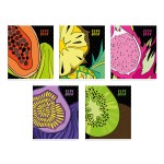 Тетрадь А5,  48л, клетка, скоба, мелованный картон "Тропические фрукты", (Феникс+)