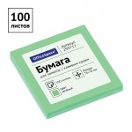 Бумага для заметок с клейким краем 76х 76мм, 100л/шт, пастель, зеленый (OfficeSpace)
