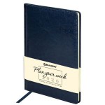 Еженедельник 2026г., 297х210мм, синий,"Imperial" 64л, кожзам, крем блок, мягкий переплет (Brauberg)