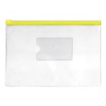 Папка-конверт на молнии B5, "ZIP", пластик прозрачный 110мкм, карман, желтый (Silwerhof)