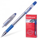 Ручка шариковая "Ultra L-30", прозрачный, резиновый упор, 0,6мм, синий (Erich Krause)
