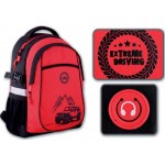 Рюкзак 43х30х19см, 1 отделения, 4 кармана, светоотражающие элементы, красно-черный (Феникс+)
