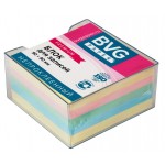 Блок бумаги для записей 90х90х45мм, цветной, в прозрачном пластиковом боксе (BVG)