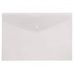 Папка-конверт на кнопке А4, "Эконом", прозрачный пластик, тисненый, бесцветный (Бюрократ)