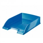 Лоток горизонтальный А4 "Wow", литой пластик, голубой глянец (Leitz)
