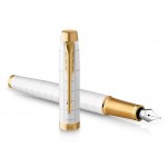 Ручка перьевая "IM Premium Pearl GT", корпус-нерж.сталь, латунь, хром, F318 (Parker)