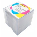 Блок бумаги для записей 90х90х90мм, белый, в прозрачном пластиковом боксе (Silwerhof)