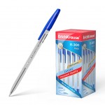 Ручка шариковая "R-301 Classic Stick", прозрачный корпус, 1мм, синий (Erich Krause)