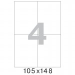 Этикетки самоклеящиеся на листе А4, 105х148мм, 4шт/л, белый (Of-set)