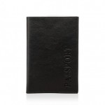 Обложка для паспорта, натур.кожа, без подклад,, с пластик.карман.черный (Faetano)