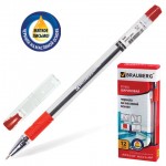 Ручка шариковая "Max-Oil", масляная, резиновый упор, 0,7мм, красный (Brauberg)