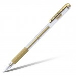 Ручка гелевая "Hybrid Gel Grip" прозрачный, с резиновым упором, 0,8мм, золотой(Pentel)