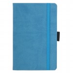 Записная книга  90х140мм, "Rigel", клетка, с кармашком, на резинке, синий (Portobello)