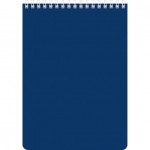 Блокнот А5,  60л, клетка, спираль, перфорация, мелованный картон, синий (Hatber)