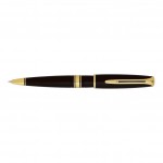 Ручка шариковая "Charleston Ebony Black GT", корпус-смола, лак, позолота 23К (Waterman)