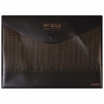 Папка-конверт на кнопке А4, "My Gold", непрозрачный пластик, черный/золотой  (deVente)