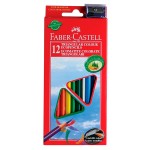 Карандаши цветные 12 цветов, "Eco", трехгранный корпус, точилка (Faber-Castell)