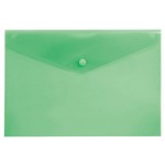 Папка-конверт на кнопке А4, прозрачный пластик, зеленый, 0,15мм (Бюрократ)