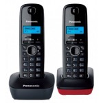 Радиотелефон KX-TG1612RU3, две трубки серый/черный, черный/красный (Panasonic)
