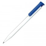 Ручка шариковая одноразовая "Super Hit", белый корпус, синий клип (Senator)