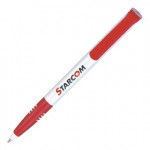 Ручка шариковая одноразовая "Super Soft", белый, красный клип (Senator)