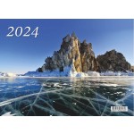 Календарь квартальный 2024г 3-х блочный на 3-х гребнях, бегунок, "Байкал летом" (Lamark)