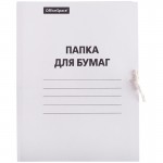 Папка с завязками A4 "Папка для бумаг", мелованный картон, 380г/м2, белый (OfficeSpace)