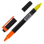Маркер-текстовыделитель, клиновидный наконечник, желтый-оранжевый, 1-4мм (Brauberg)