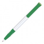 Ручка шариковая одноразовая "Super Soft", белый, зеленый клип (Senator)