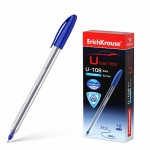 Ручка шариковая одноразовая "U-108 Classic Stick", прозрачный, 1мм, синий (Erich Krause)