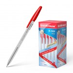 Ручка шариковая "R-301 Classic Stick", прозрачный корпус, 1мм, красный (Erich Krause)