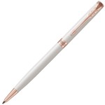 Ручка шариковая "Sonnet Slim Pearl White Lacquer PGT", корпус-латунь, лак, розовое золото (Parker)