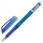 Ручка стираемая гелевая, хромированные детали, 0,5мм, синий (Staff)