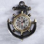 Часы настенные пластиковые "Море, Маяк", цвет латуни, 38 см (Рубин)