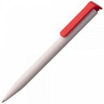 Ручка шариковая одноразовая "Hit", белый копрус, красный клип (Senator)