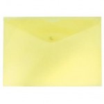 Папка-конверт на кнопке А4, "Эконом", прозрачный пластик, тисненый, желтый (Бюрократ)