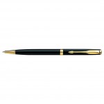 Ручка шариковая "Sonnet Slim LaqBlack GT", корпус-латунь, лак, позолота 23К (Parker)