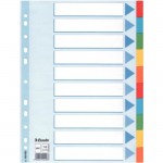 Разделитель А4 картонный, цифровая нумерация 1-10, ламинированный титульный лист, цветной (Esselte)
