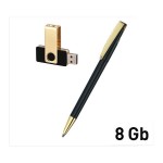 Набор: Ручка "Cobra" + Флеш-карта 8GB, золото/черный (Klio-Eterna)