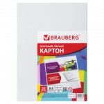 Набор белого картона А4  25 листов, мелованный 235 г/м2  (Brauberg)